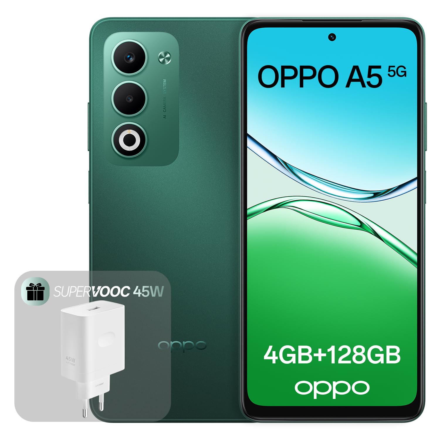 OPPO A5 5G 本体 6000mAh 4GB/128GB OPPO A5 5G 4GB RAM + 128GB ROM, smartphone sbloccato con IA