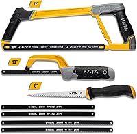 KATA Heavy Duty 3-Piece Hacksaw Set: 12in Frame, 10in Mini & 6in Jab Drywall Saw w/ Extra Bi-Metal Blades for Metal, Wood, PVC