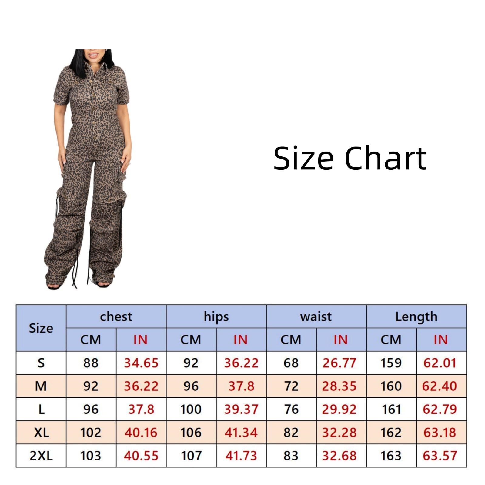 Modny kombinezon cargo dla kobiet Leopard Print Lapel Button Workowate pajacyki z kieszeniami
