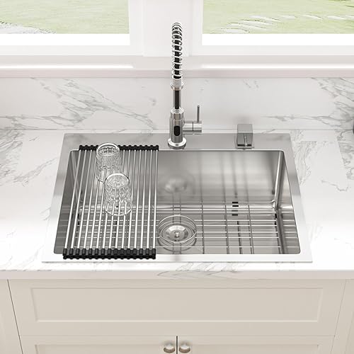 Miniatura 95 de Sarlai Fregadero de lavandería de 22 pulgadas de profundidad, fregadero de lavandería de 12 pulgadas de profundidad, fregadero de cocina de acero