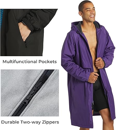 Miniatura 3 de Parka de natación unisex impermeable Forro polar cómodo Abrigo de natación versátil para mujeres y hombres para natación, surf