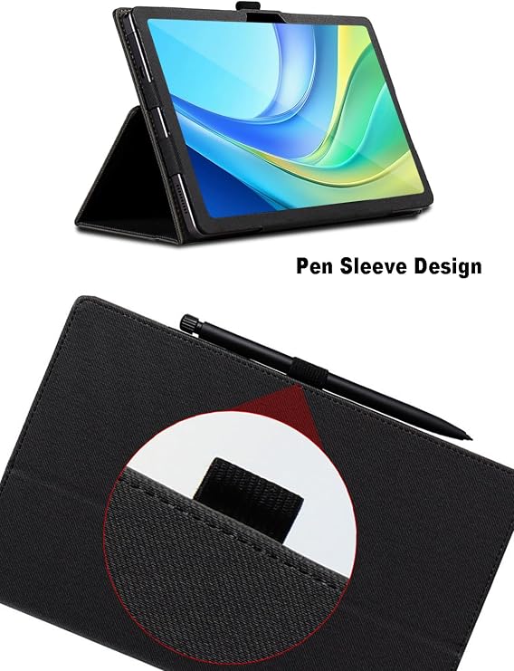 Case for DOOGEE Tab E3 Max 14 inch, DOOGEE Tab E3 Max Tablet Case, Folding Stand Protective Cover with Pencil Holder and Wrist Strap, Full Protection. (Black)