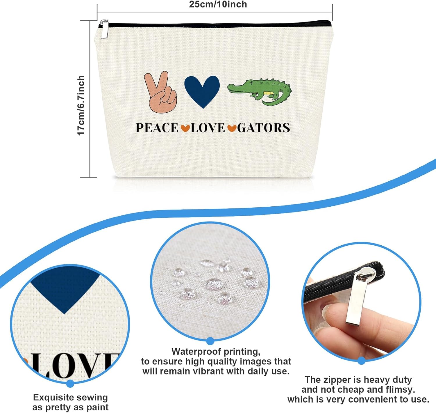 Gators Lover Gift Makeup Bag Alligator Gift Alligator Themed Gift for Women Cosmetic Bag Alligator Animal Lovers Gift Graduation Birthday Gift for Gators College Football Team College Cosmetic Pouch - Image 2