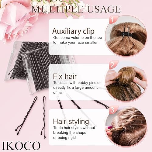 Miniatura 5 de IKOCO - 1000 ligas elásticas para el cabello, pequeñas bandas de goma para niñas, incluye 500 elásticos transparentes y 500 negros, 2 herramientas