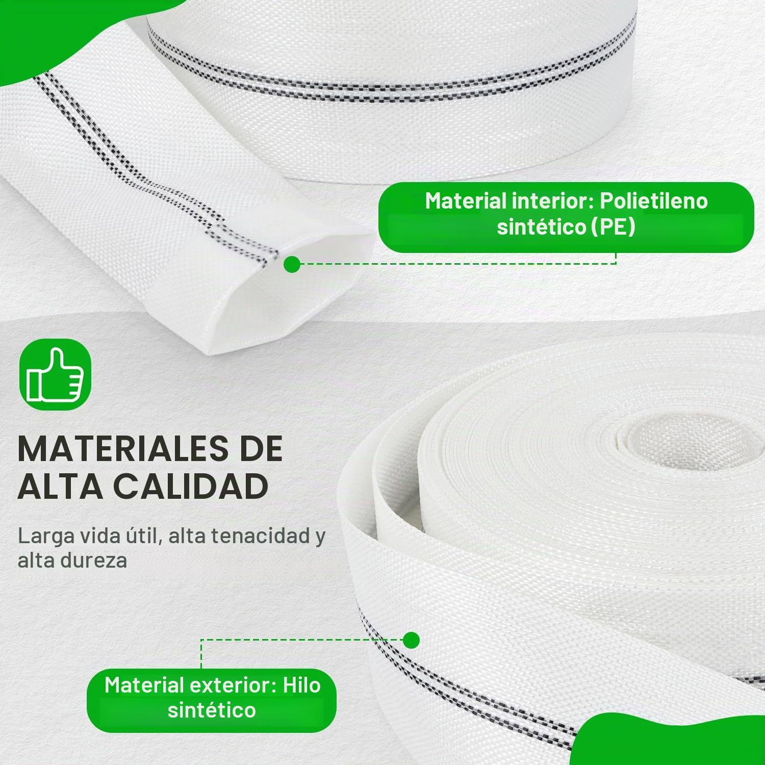 KOVSGQ Manguera Plana Ø 1 1/2 Pulgadas Manguera De Evacuación 20mx38mm Manguera De Tejido con 4 abrazaderas Mangueras Industrial para Bomba De Agua Sumergible o Bomba Aguas Sucias