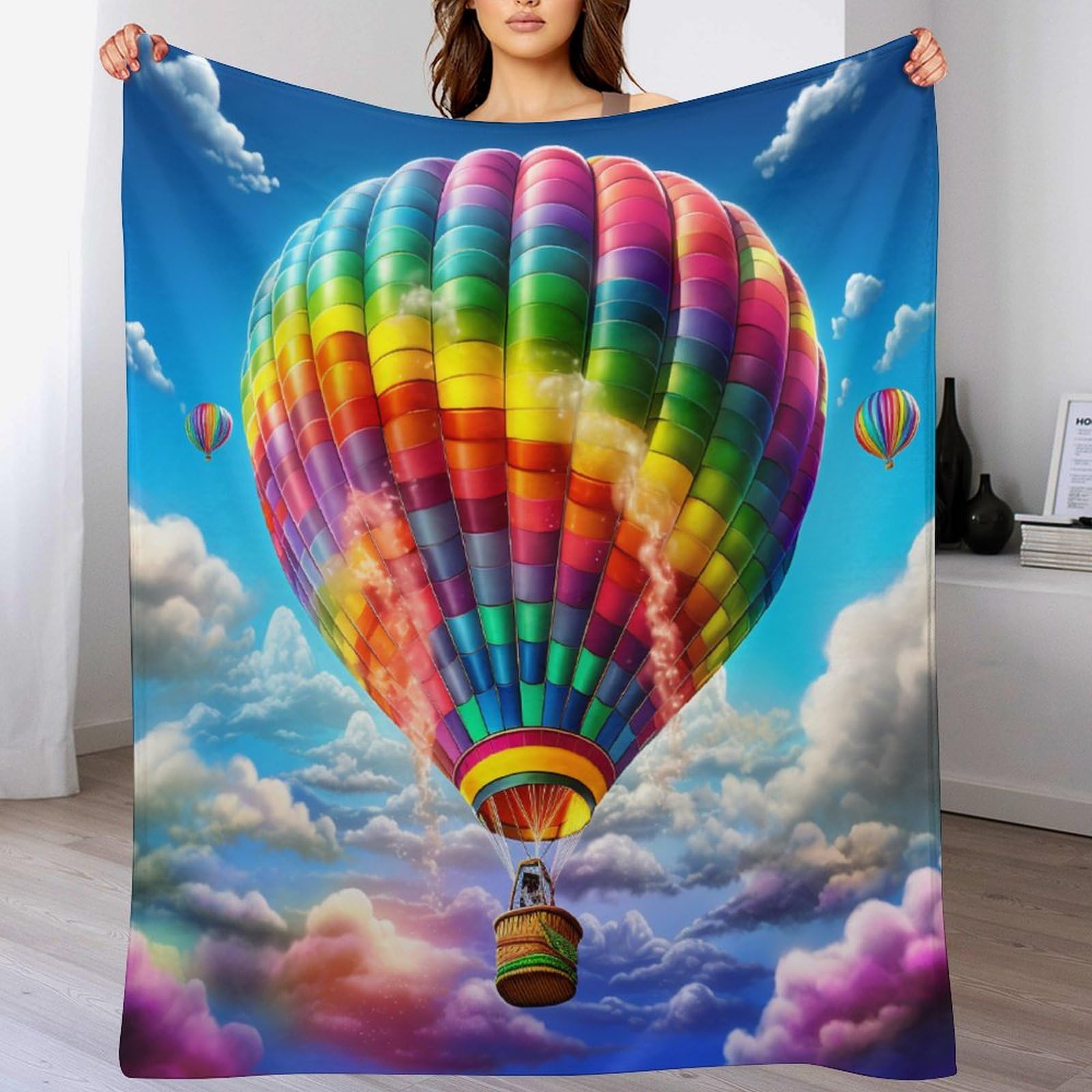 Couverture montgolfière contre le froid avec ce plaid en flannel doux