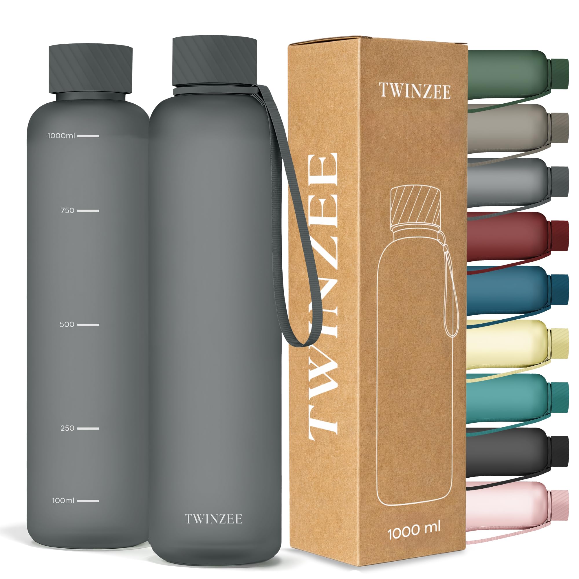 Twinzee Botella Agua 1,5 litro - Sin BPA & Antigoteo, Botella de Agua Deportiva, Oficina, Colegio, Gym, Cantimplora - Tritan Water Bottle, Verde Bosque — view 18