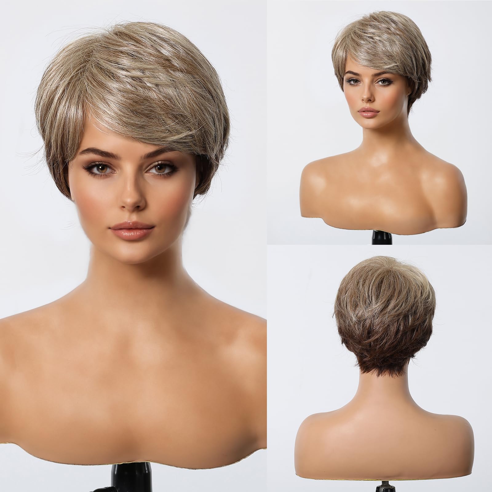 Amazon.com : DWY Short Pixie Cut Wigs for Women Blonde Wig  display picture 3