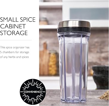 Cole & Mason Saunderton Spice Storage & Shaker - Herb Keeper for Refrigerator, Countertop or Cabinet - Divided Food Storage Container - Spice Shaker with Lid - Clear/Silver