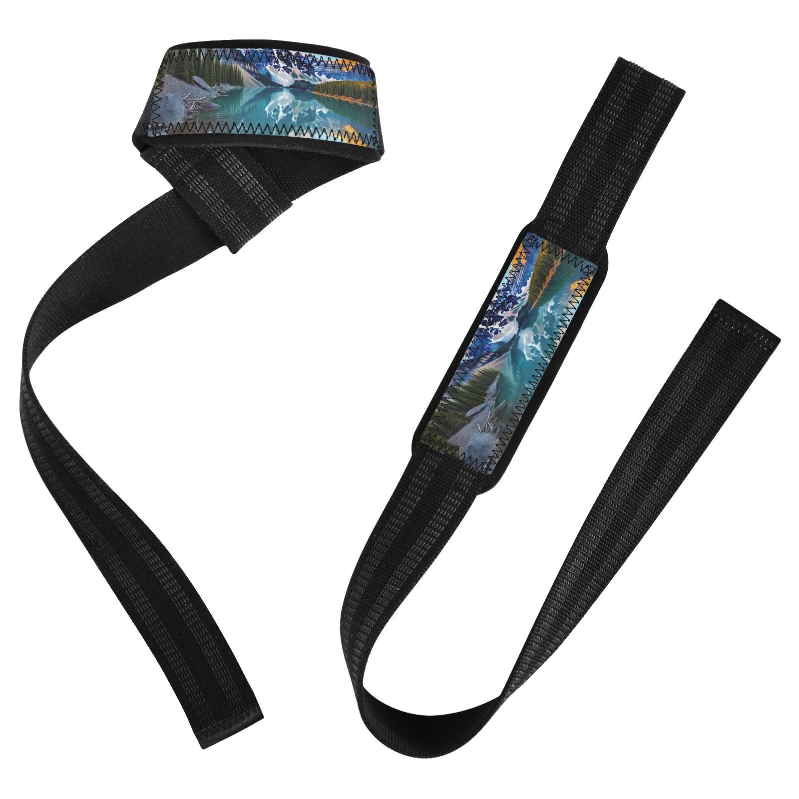 Nander Rizhao Jinshan Landscape Wrist Straps for Weightlifting,Lifting Straps with Neoprene Cushioned Wrist Padded and Anti-Skid Silicone for Strength Training,Bodybuilding,Deadlifting