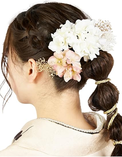 Amazon Web限定 髪飾り Uピン7本セット 日本製 成人式 卒業式 結婚式 振袖 袴 浴衣 ドレス 花 かすみ草 ドライフラワー 和装小物 通販