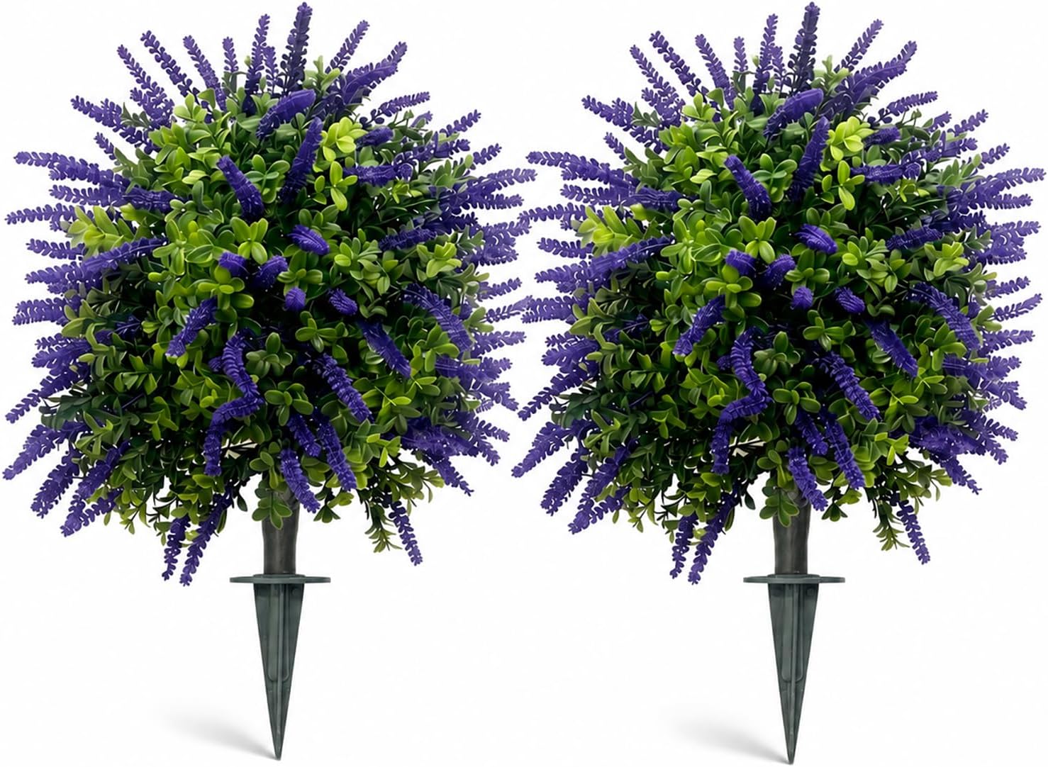 Niaone Artificial Lavender Topiary Set of 2, Faux Bushes for Entryway