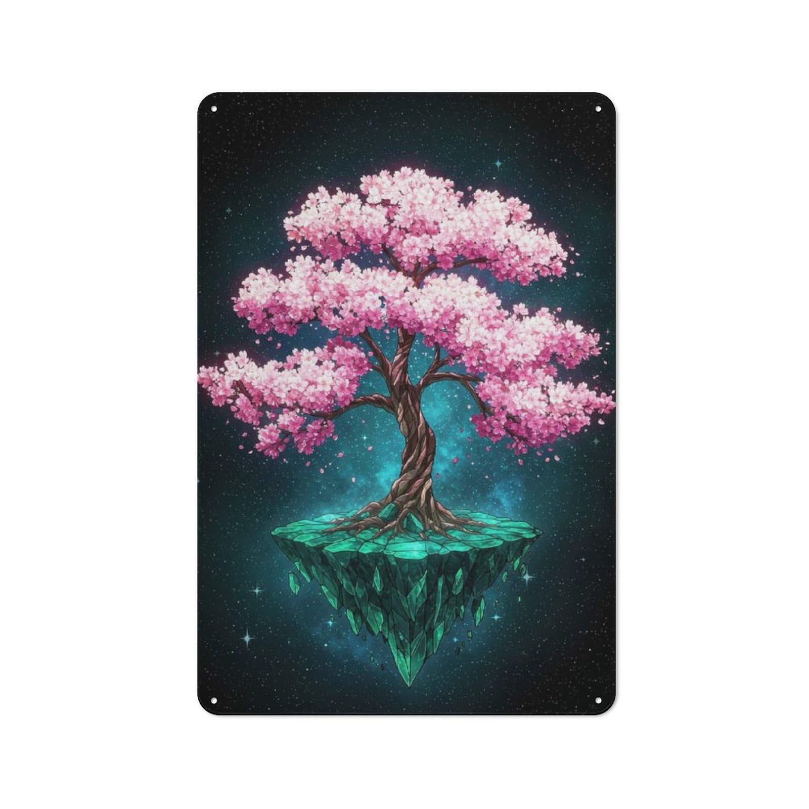 Junmoney Floating Cherry Blossom Tree For Garden Room Or Summerhouse, Vintage Tin Sign 30X20cm, For Display In Garden Rooms And Summerhouses