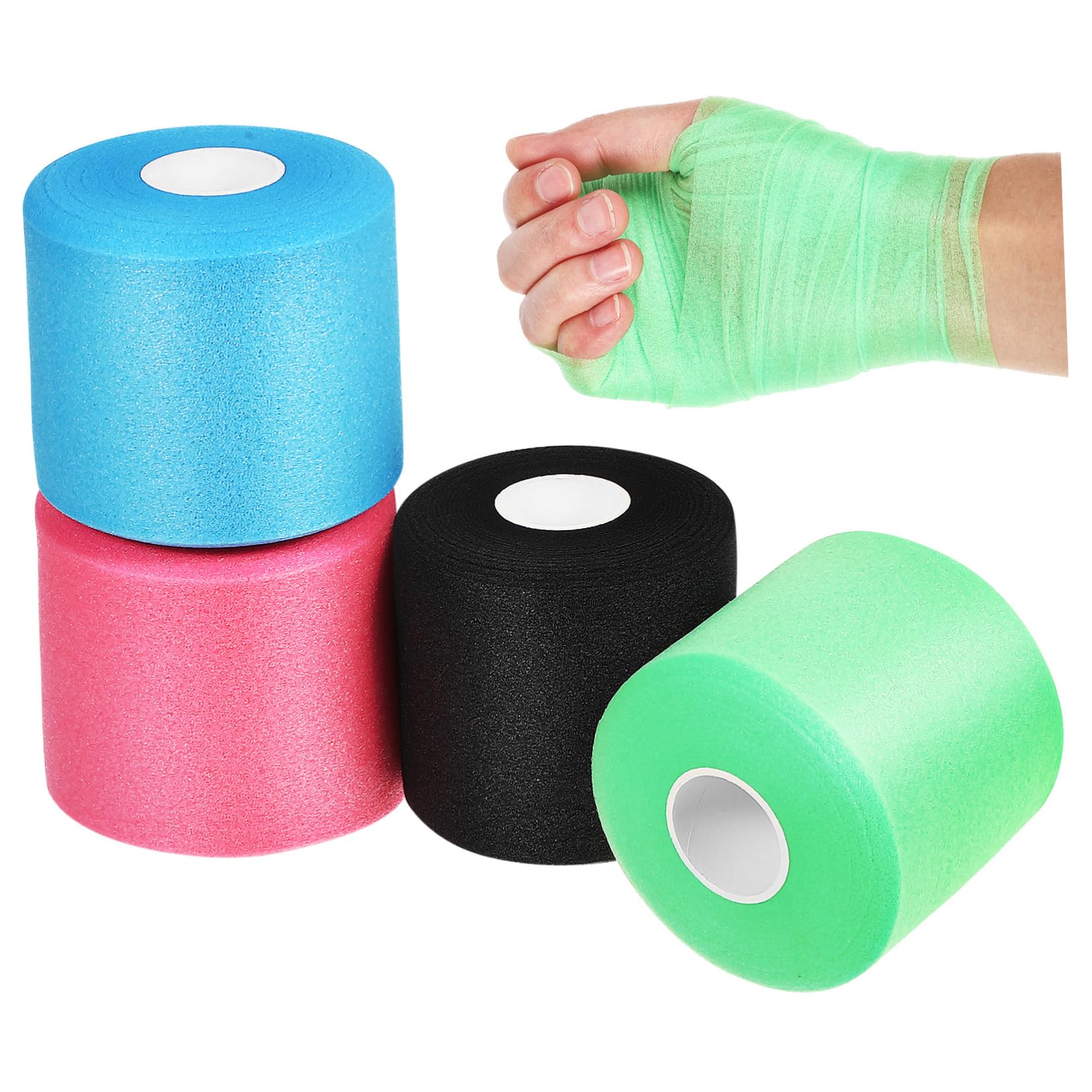 SOLUSTRE 4 Rolls Skin Membrane Outdoor Athletic Wrap Sports Tape Athletic Tape Boxing Tape for Hands Pre Wrap Tape Athletic Wrist Wraps Training Athlete Tape Soft Athletic Wrap Sponge