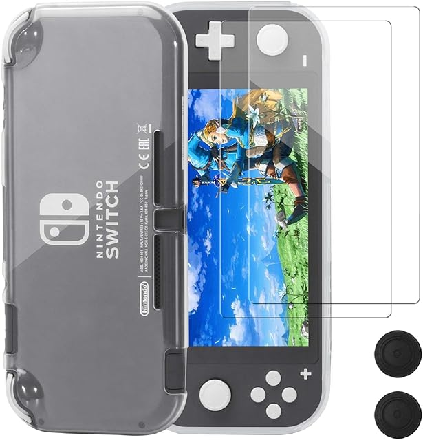REDTRON Etui ochronne na Nintendo Switch Lite, komfortowe etui z tworzywa TPU z osłoną ekranu ze szkła hartowanego i nakładkami na kciuk do konsoli Nintendo Switch Lite 2019