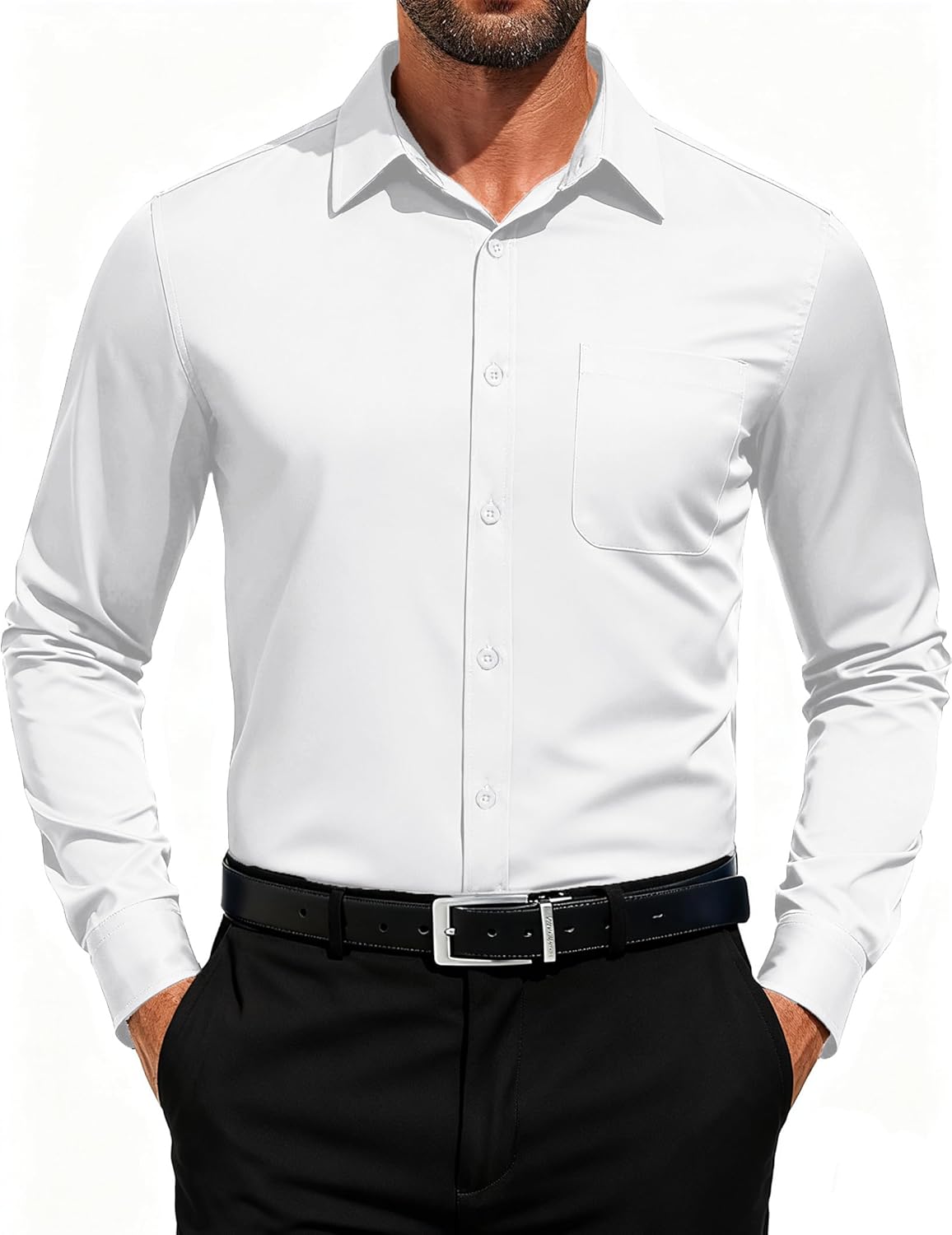 COOFANDY Men's Dress Shirts Long Sleeve Button Down Formal Shirt Regular Fit Solid Business Casual Shirts