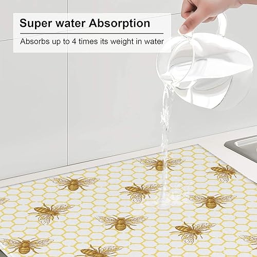 Miniatura 4 de Tapete de secado de platos de abeja para encimera de cocina, almohadilla de secado de platos absorbente, tapete de secado de platos de microfibra