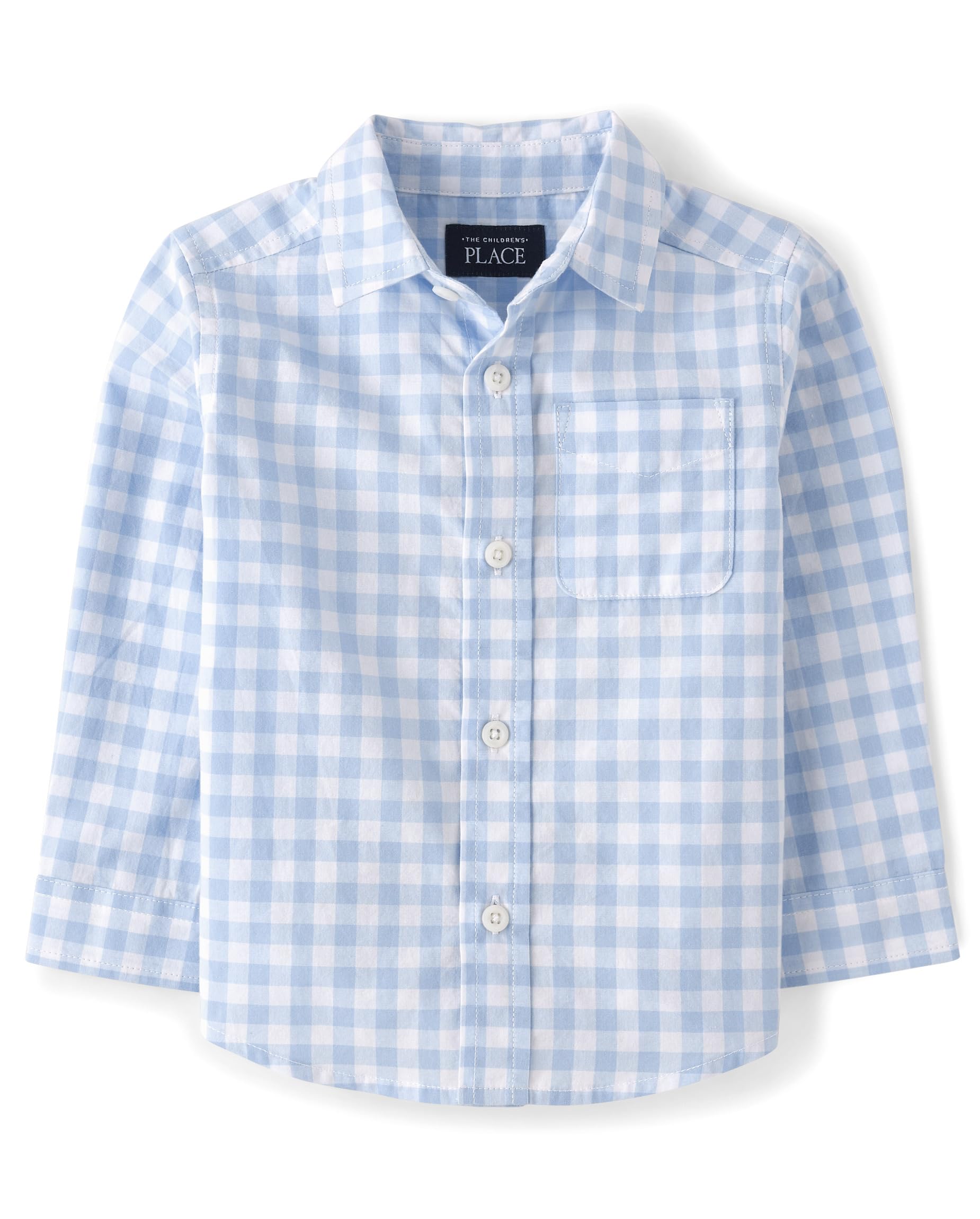The Childrens Place Big Boys Long Sleeve Poplin Button Down Shirt