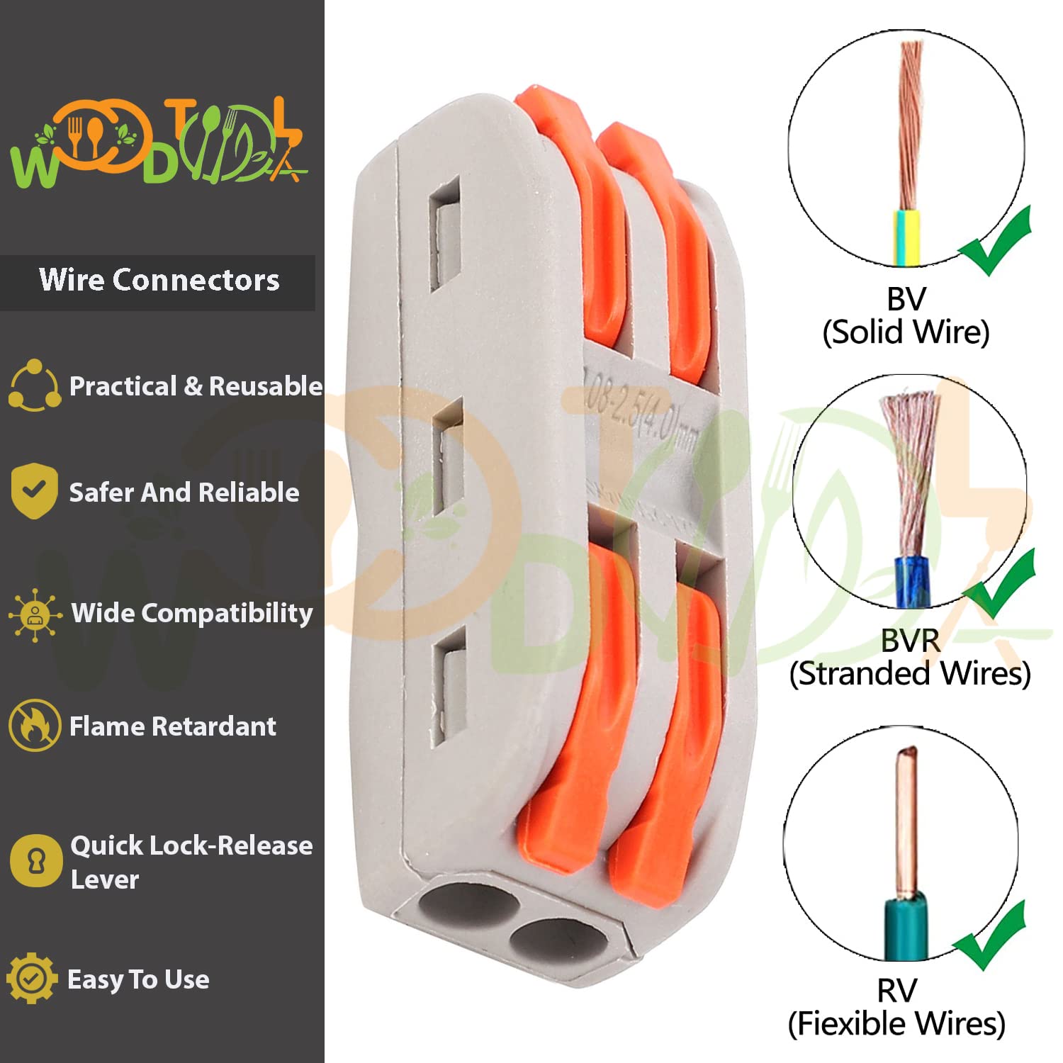 2 to 2 Inline Wire Connectors - Orange -3 2 to 2 Inline Wire Connectors - Orange -3