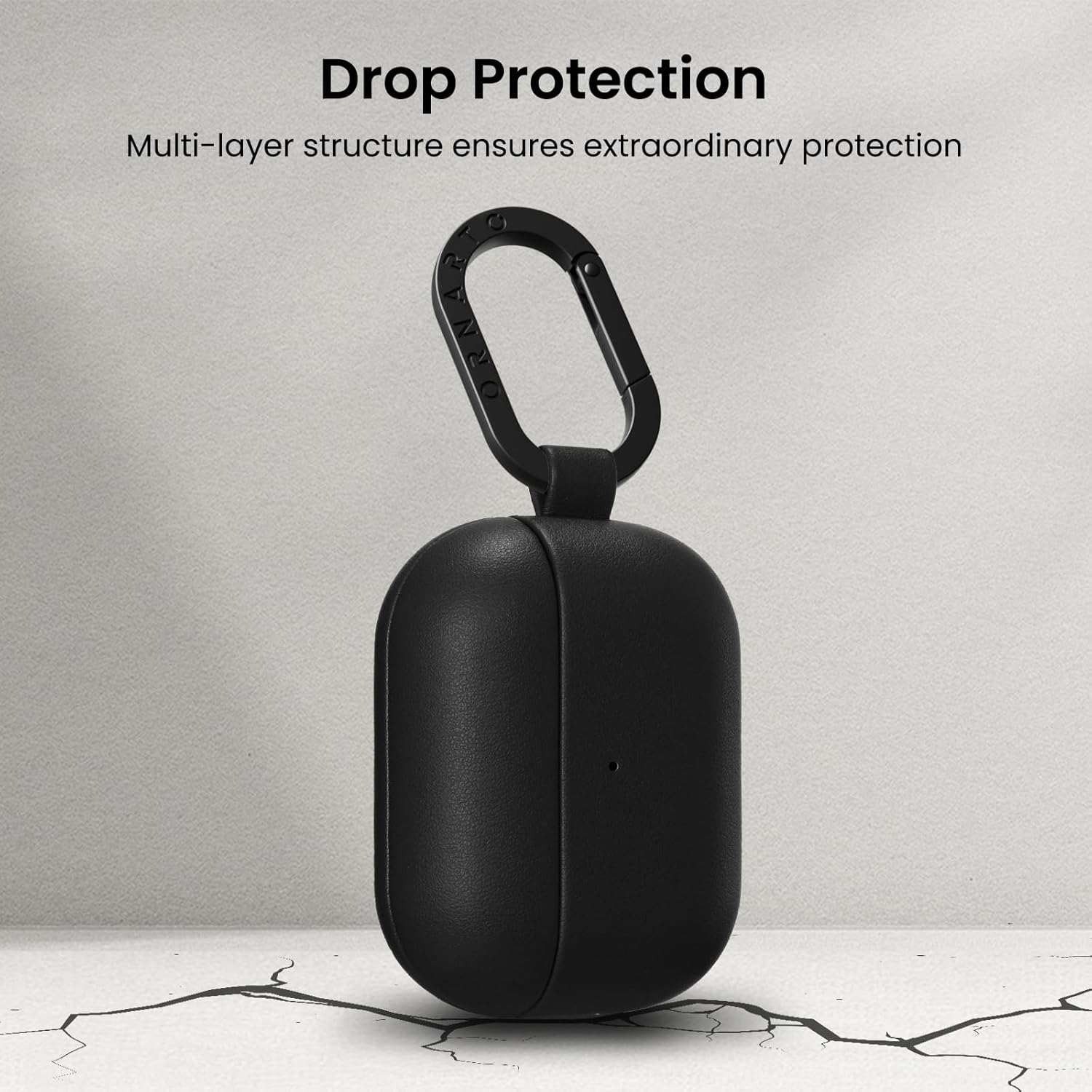 ORNARTO Compatible with AirPods Pro 3 Case, Full Protective Vegan Leather Cover for Airpods Pro 3rd Generation (2025), Front LED Visible, Midnight Black Leather