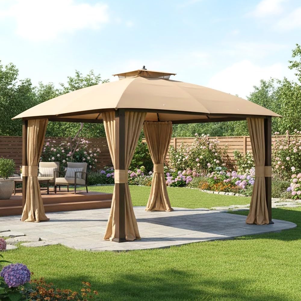 Garden Winds Durable Replacement Canopy Top Cover Compatible with A101007600, A101007603, A101007604 Broyhill Eagle Brooke Ashford Asheville 10' x 12' Gazebo - Classic Sand, 350