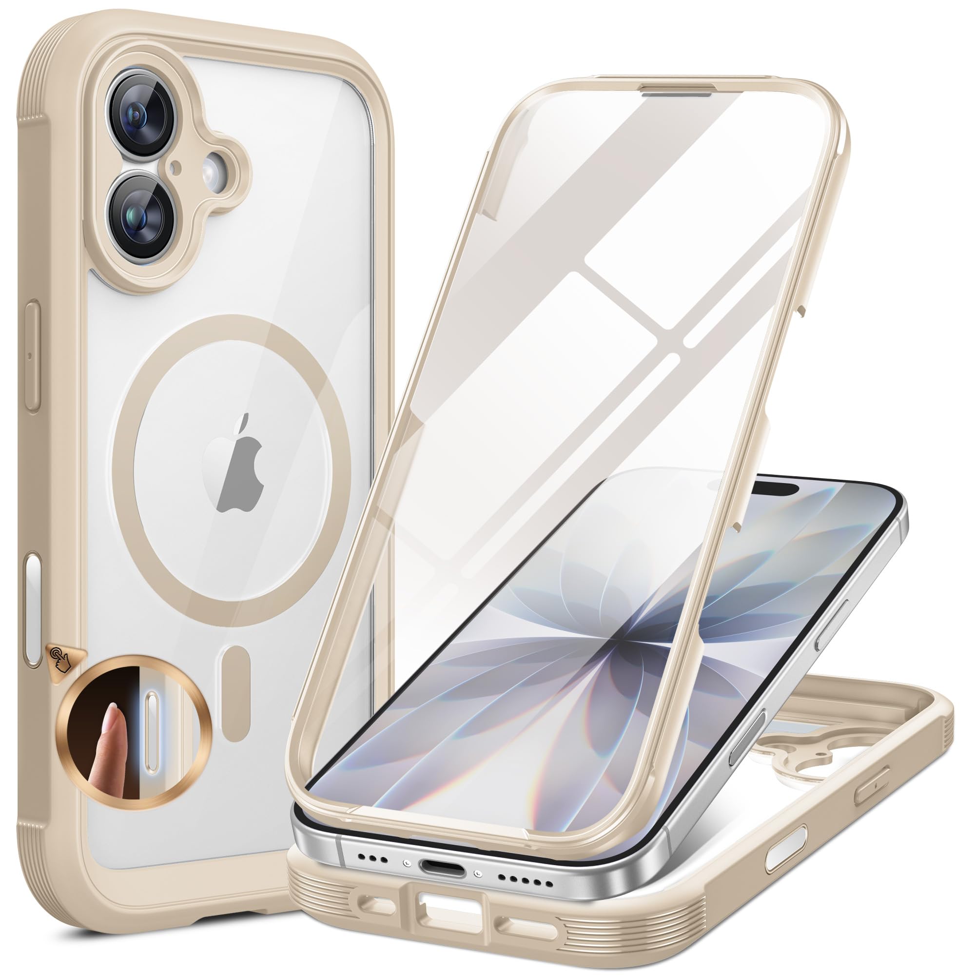 Miracase Custodia per iPhone 17 da 6,3", Protezione Integrale di Grado Militare contro le Cadute, Custodia per Telefono da Esterno con Schermo in Vetro Integrato e Controllo della Fotocamera