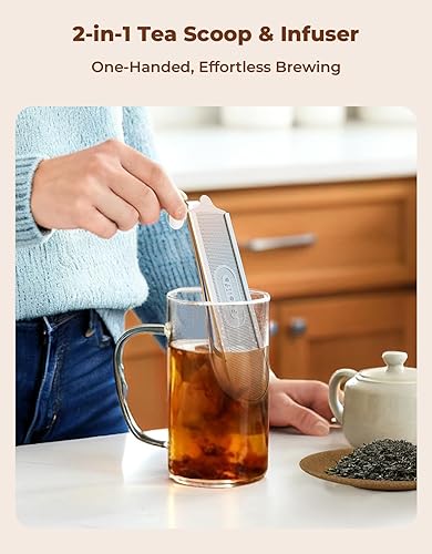 Miniatura 6 de Infusor de té para té de hojas sueltas, infusor de cuchara de té 2 en 1, coladores de té de malla fina para té suelto, taza individual, té de hojas