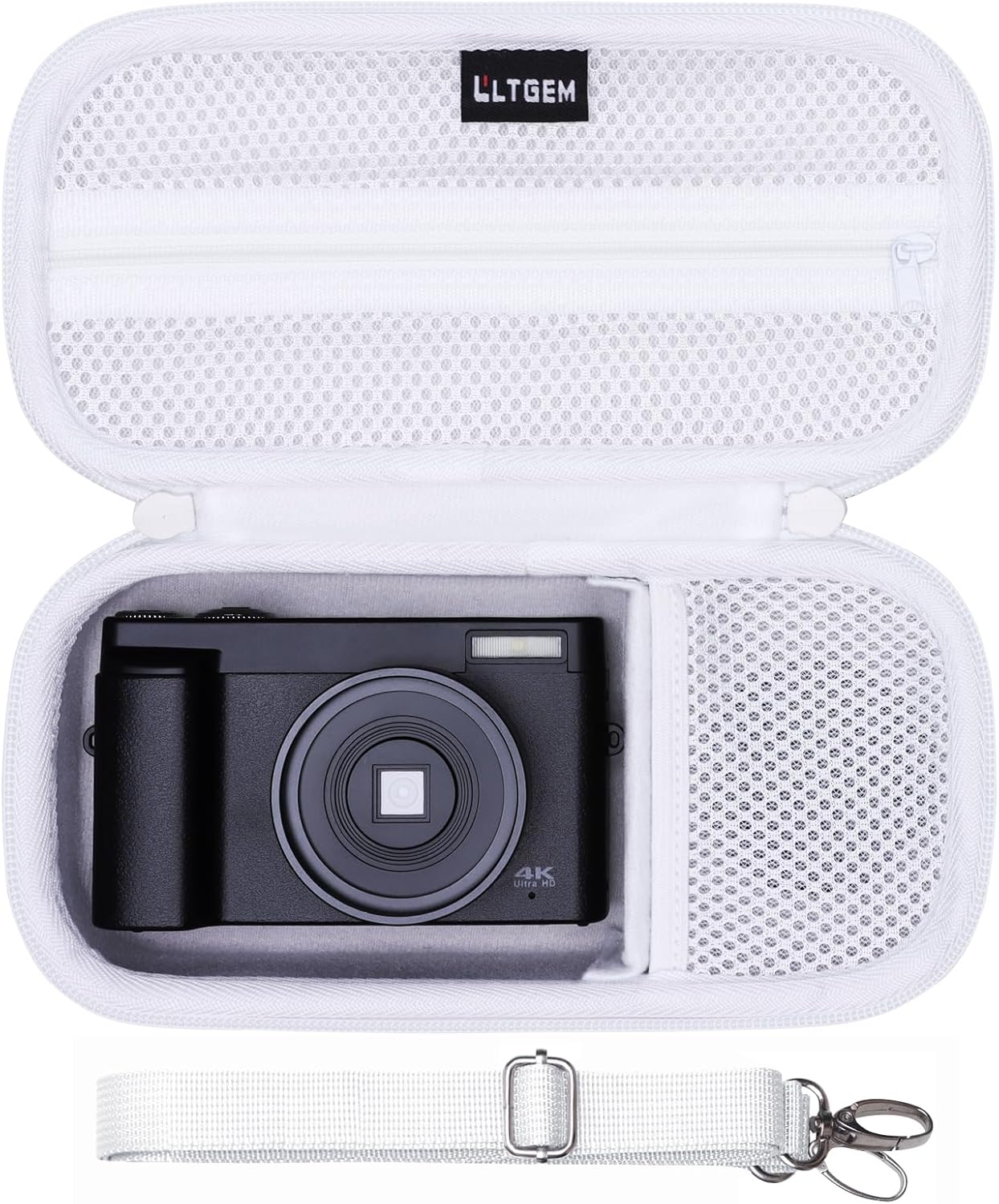 L LTGEM 4K Digital Camera Case Compatible with VJIANGER/YIGLLO/Zostuic/Duluvulu/Gavonde/XNSIAKXA/FlyFrost/SIXTARY/DUOCH 4K Vlogging Camera with Shoulder Strap, White Whtie