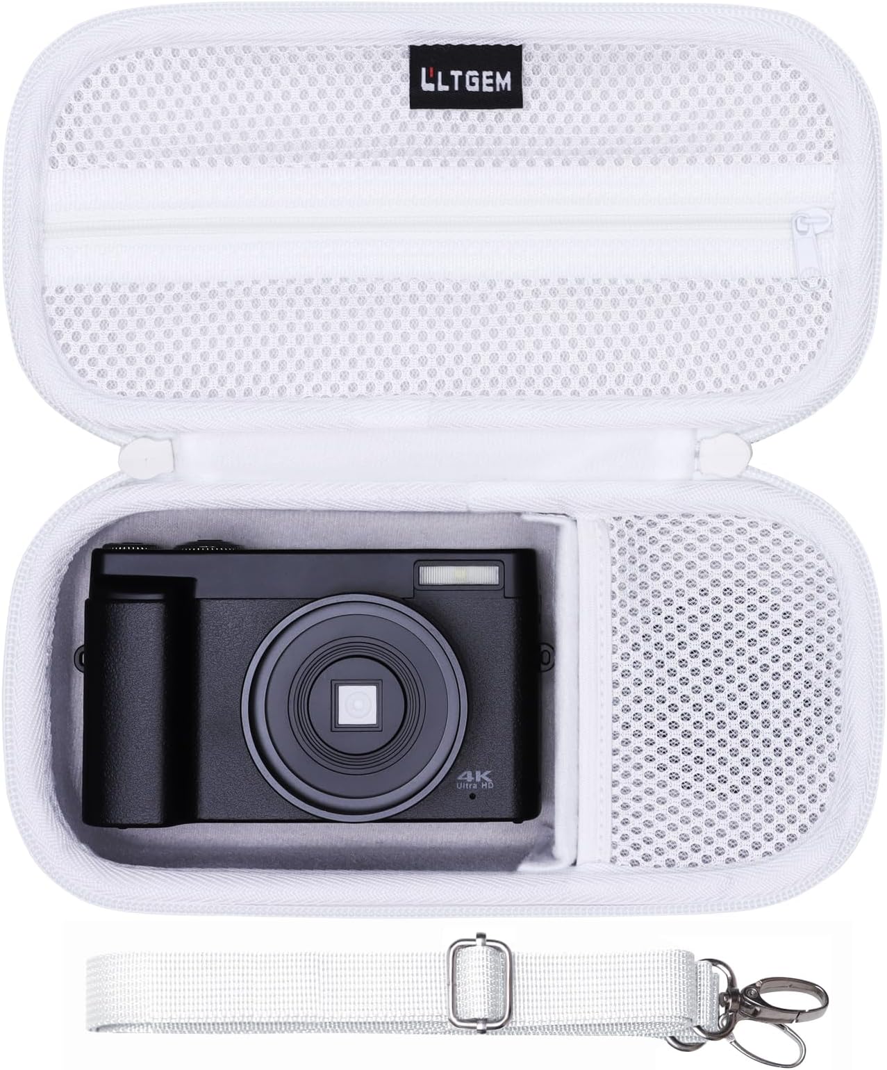 L LTGEM 4K Digital Camera Case Compatible with VJIANGER/YIGLLO/Zostuic/Duluvulu/Gavonde/XNSIAKXA/FlyFrost/SIXTARY/DUOCH 4K Vlogging Camera with Shoulder Strap, White