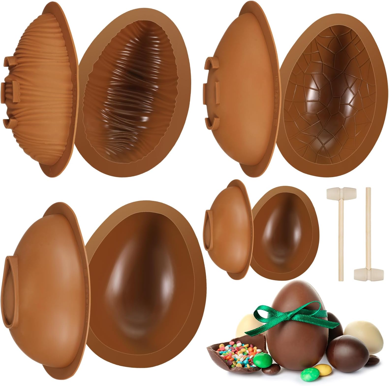 3Pcs Large Bunny Mold Easter Egg Silicone Mold for