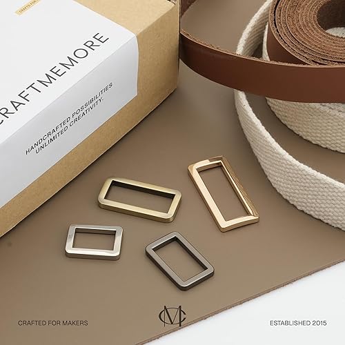 Miniatura 6 de CRAFTMEMORE Hebilla de anillos rectangulares planos de metal para correa de cinturón de bolsa Acabado de calidad de bucle resistente, paquete de 6