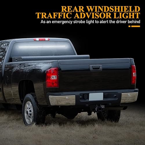 Miniatura 5 de VGETTING Barra de luz blanca de advertencia, 96 luces LED estroboscópicas de emergencia para parabrisas de camión, luces LED intermitentes de
