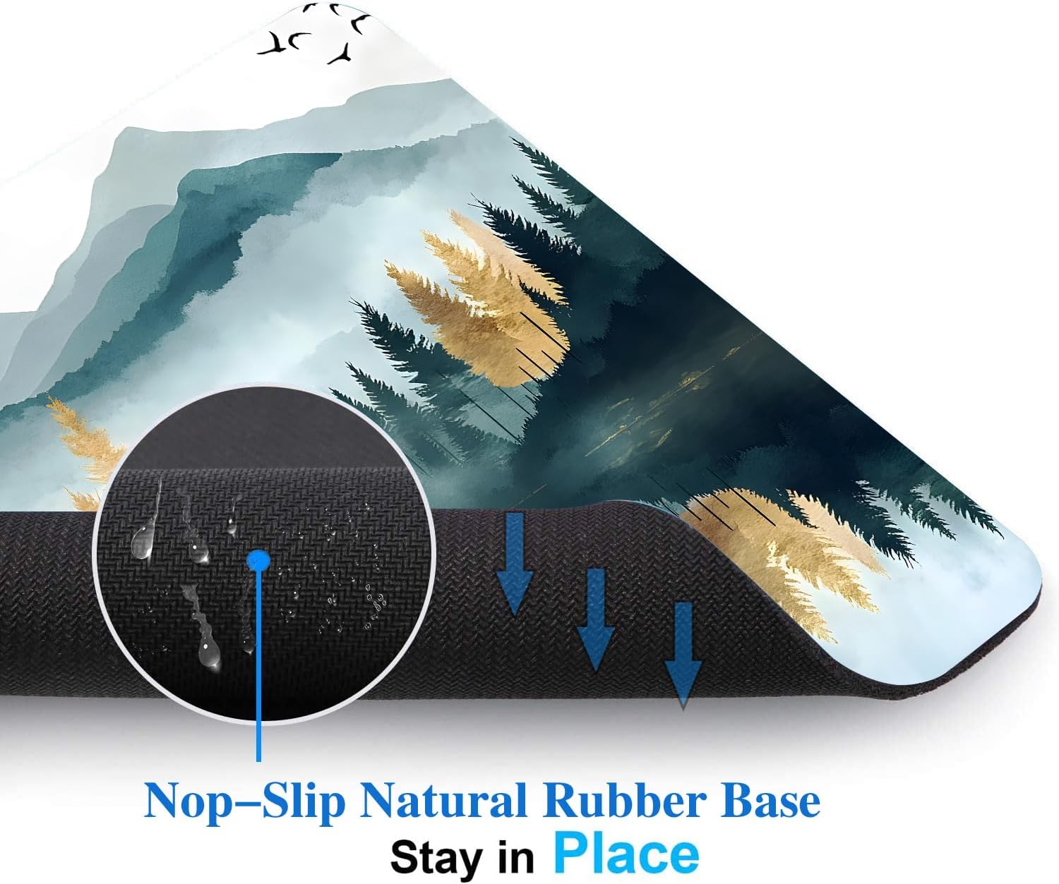 Aesthetics Misty Forest Mountain Mouse Pads for Desk, Portable Wireless Computer Mouse pad Small Design with Women, Non-Slip Rubber Base Laptop Mousepad 9.5 x 7.9 Smooth Surface for Office & Travel