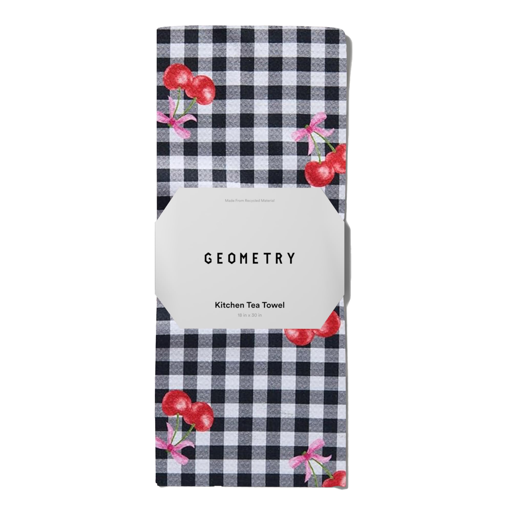 GEOMETRY Spring Kitchen Towels - Quick Dry Microfiber Cloth Spring & Summer Dish Towels for Kitchen Drying - Premium Quick Dry Towel - Cherry Bow, 18" x 30" - 1-Pack