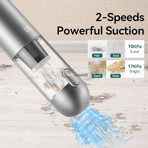 Miniatura 3 de Aspiradora de mano inalámbrica  17000 Pa Aspiradora de coche de alta potencia con luz LEDSOS, 120 W Mini aspiradora recargable portátil para coche,
