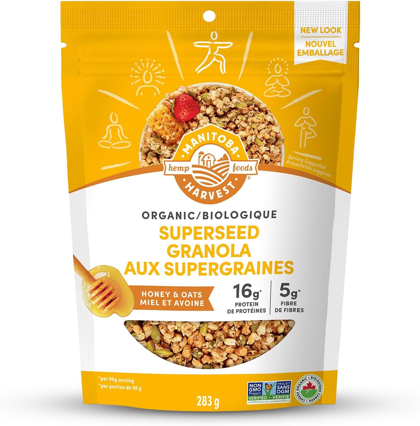 Manitoba Harvest Superseed Protein Granola, Honey & Oats, 283 g | Organic, 16 g of Protein, 3 g of Fiber, 6 g of Omegas 3 and 6 per 60 Serving, Non-GMO