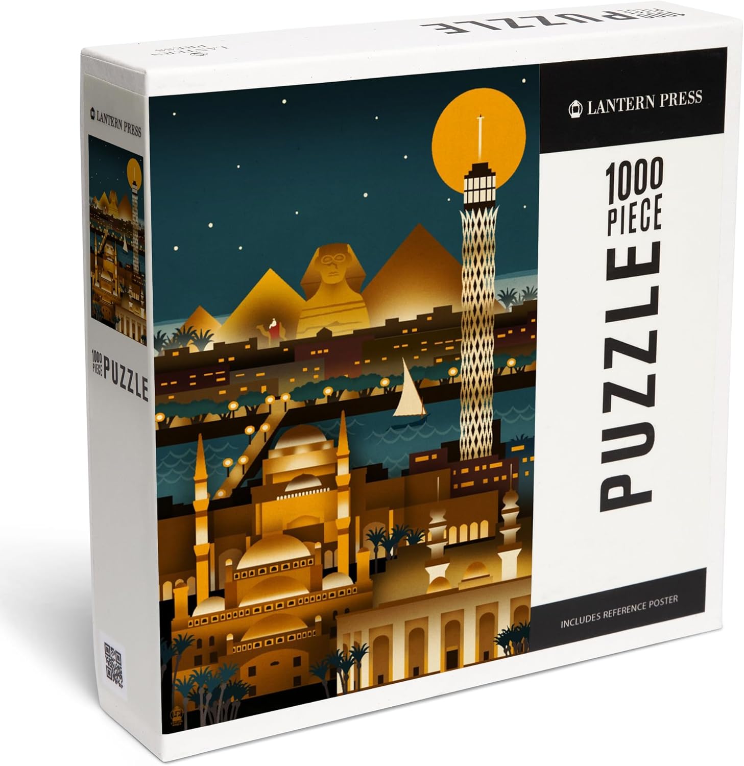 Cairo, Egypt, Retro Skyline (no Text) (1000 Piece Puzzle, Challenging Jigsaw Puzzle for Adults, Made in USA)
