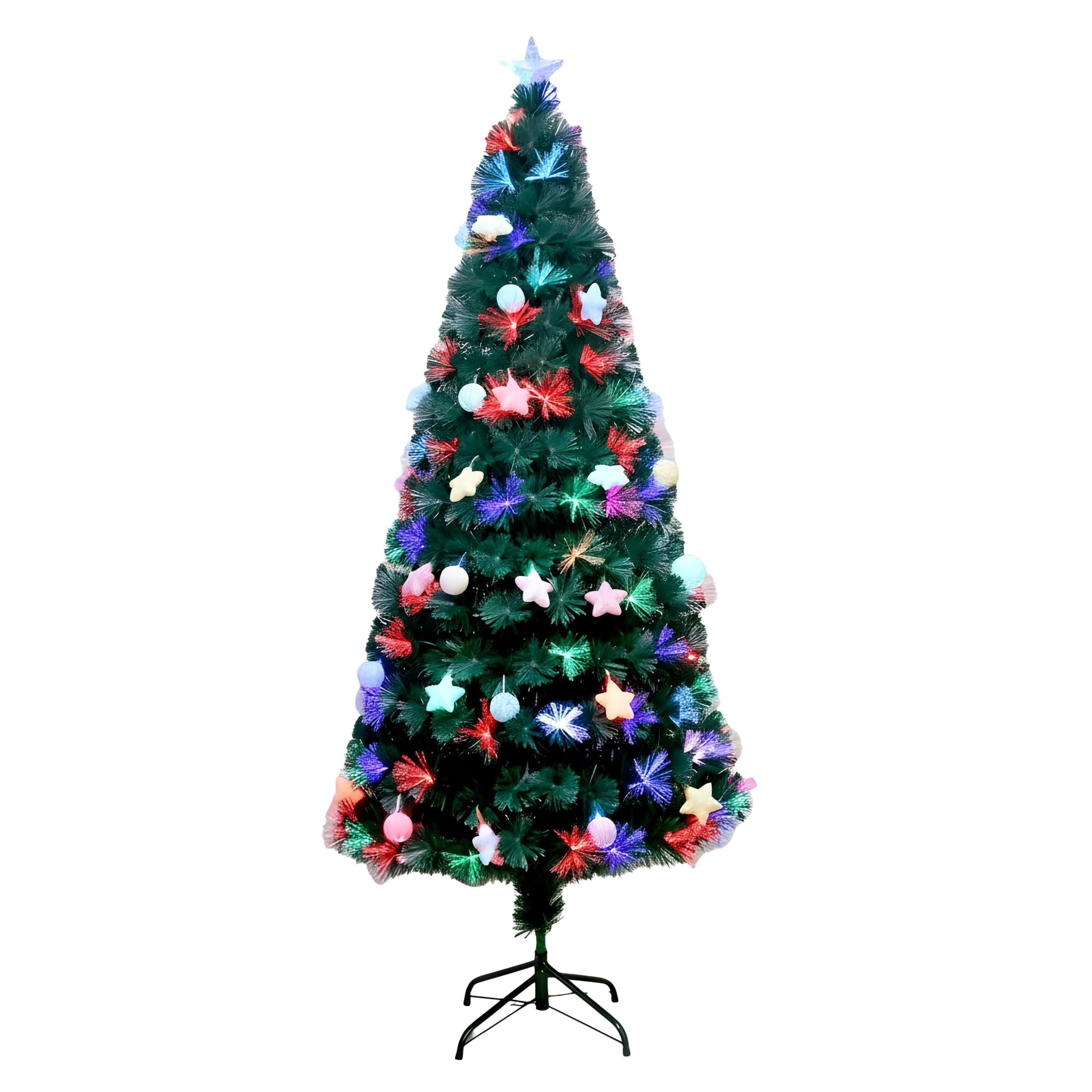 B&Q -  5Ft/150Cm Pastel Stars And Baubles Fibre Optic Christmas Tree Led Pre-Lit
