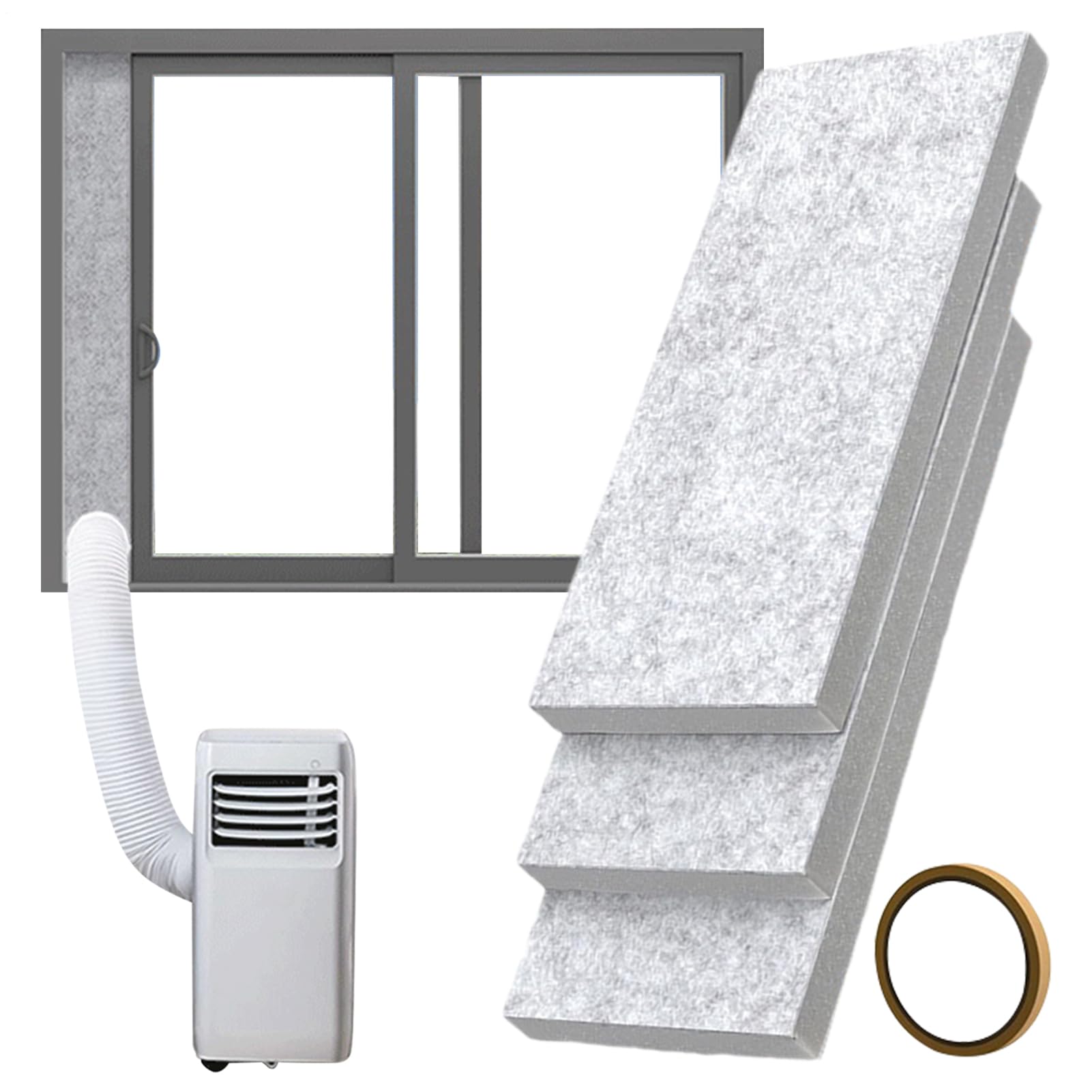 Kit de Ventana para Aire Acondicionado Portátil | Panel Aislante De Espuma Expandible | Kit Ventilación Aislamiento Instalación Horizontal o Vertical Dormitorio Sala Cocina Garaje