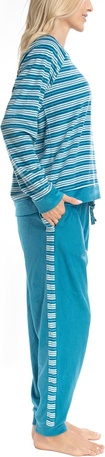 MUK LUKS Likely to Lounge Women's 2-Piece Pajama Set, Minky Fleece Long Sleeve and Jogger Pjs, Pijamas de Mujer - Image 3