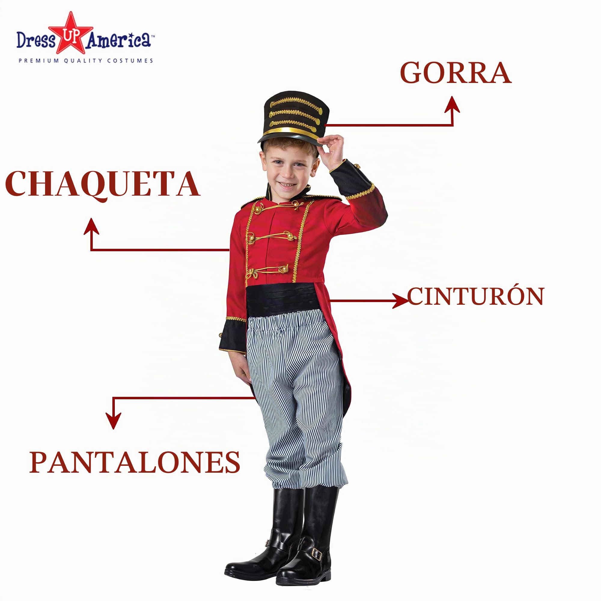 Dress Up America Traje cascanueces para los muchachos - Uniforme del soldado de juguete de vestir para niños