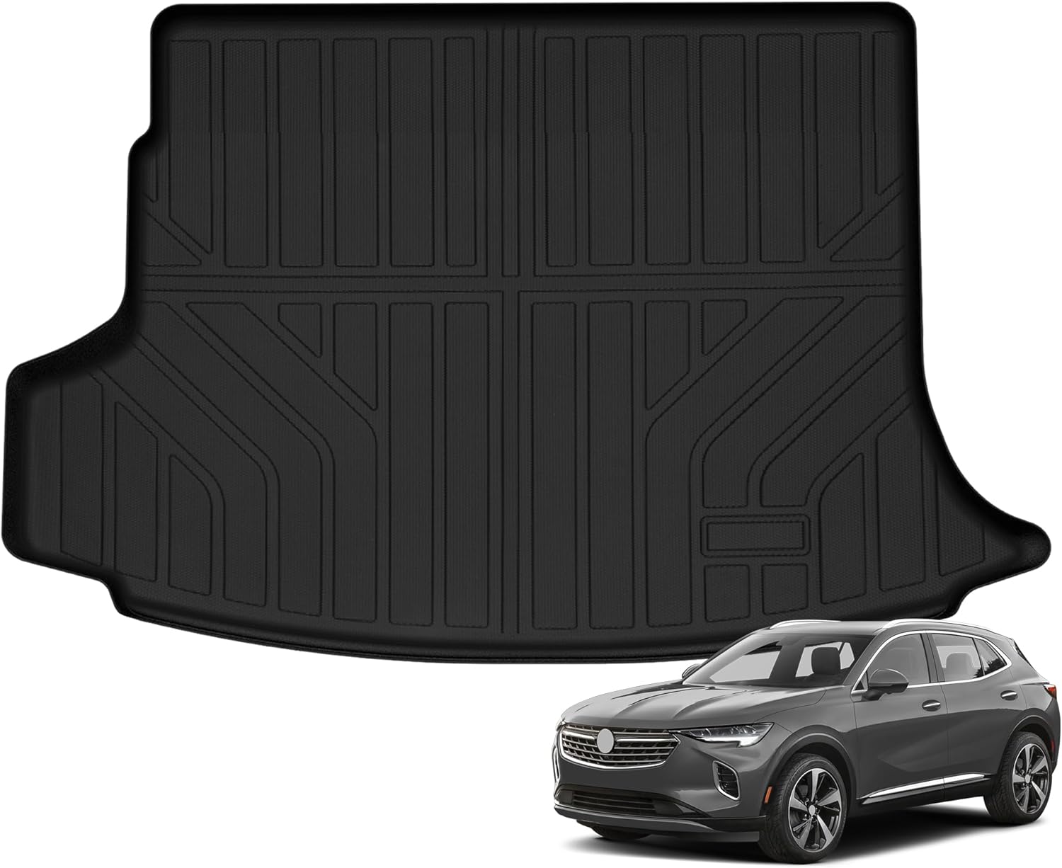 Auxko All Weather Cargo Mat Fit for Buick Envision 2021-2025 2026 TPE Cargo Liner Accessories All Season Odorless Anti-Slip Trunk Mat Black envision|2021-2025|cargo mat