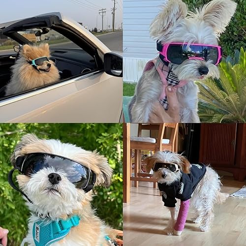 Miniatura 6 de LESYPET Gafas de sol para perros pequeños y medianos, con protección UV, con acolchado de espuma, resistentes al viento, protección ocular para