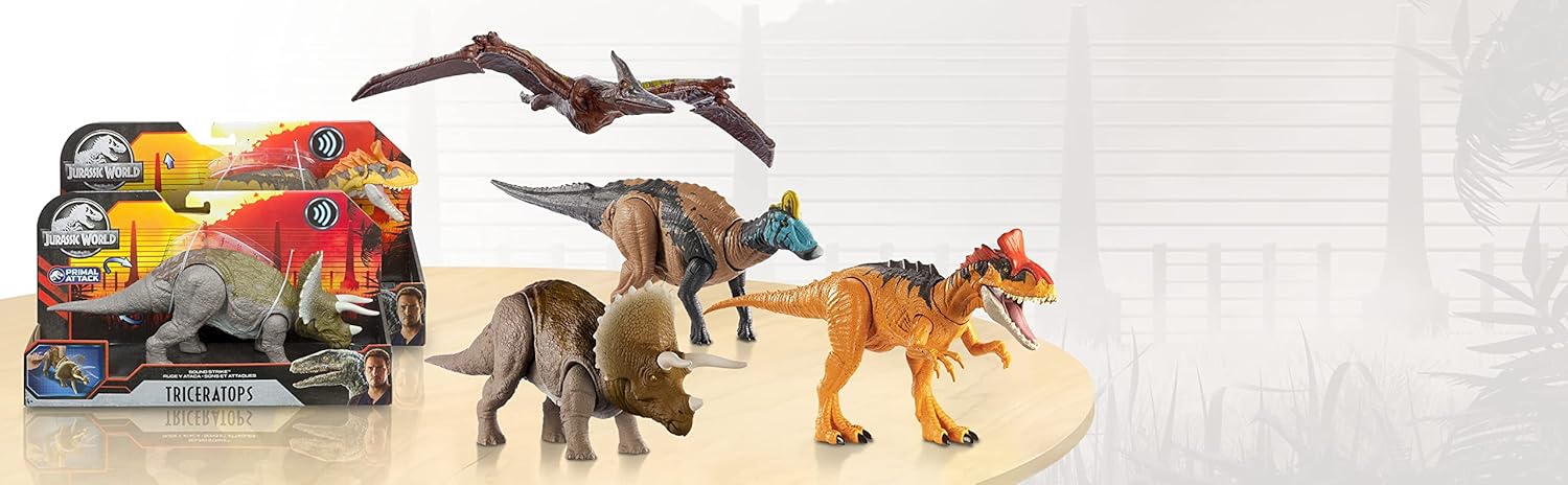 Buу 1 gеt 1 Jurassic World Sound Strike Triceratops Figure with Strike and Chomping Action, Realistic Sounds, Movable Joints, Authentic Color and Texture; Ages 4 and Up