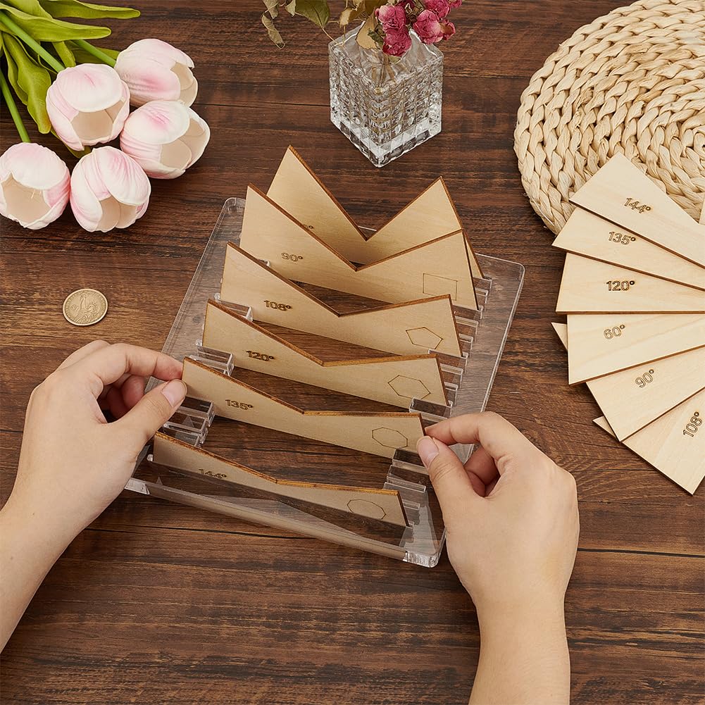 BENECREAT Outil de Calage d'angle en Mousse 3D pour Vitrail Cadre de Disposition de Vitrail avec 12 Outil en Feuille de Bois pour Souder Les Vitraux Ensemble à Différents Angles