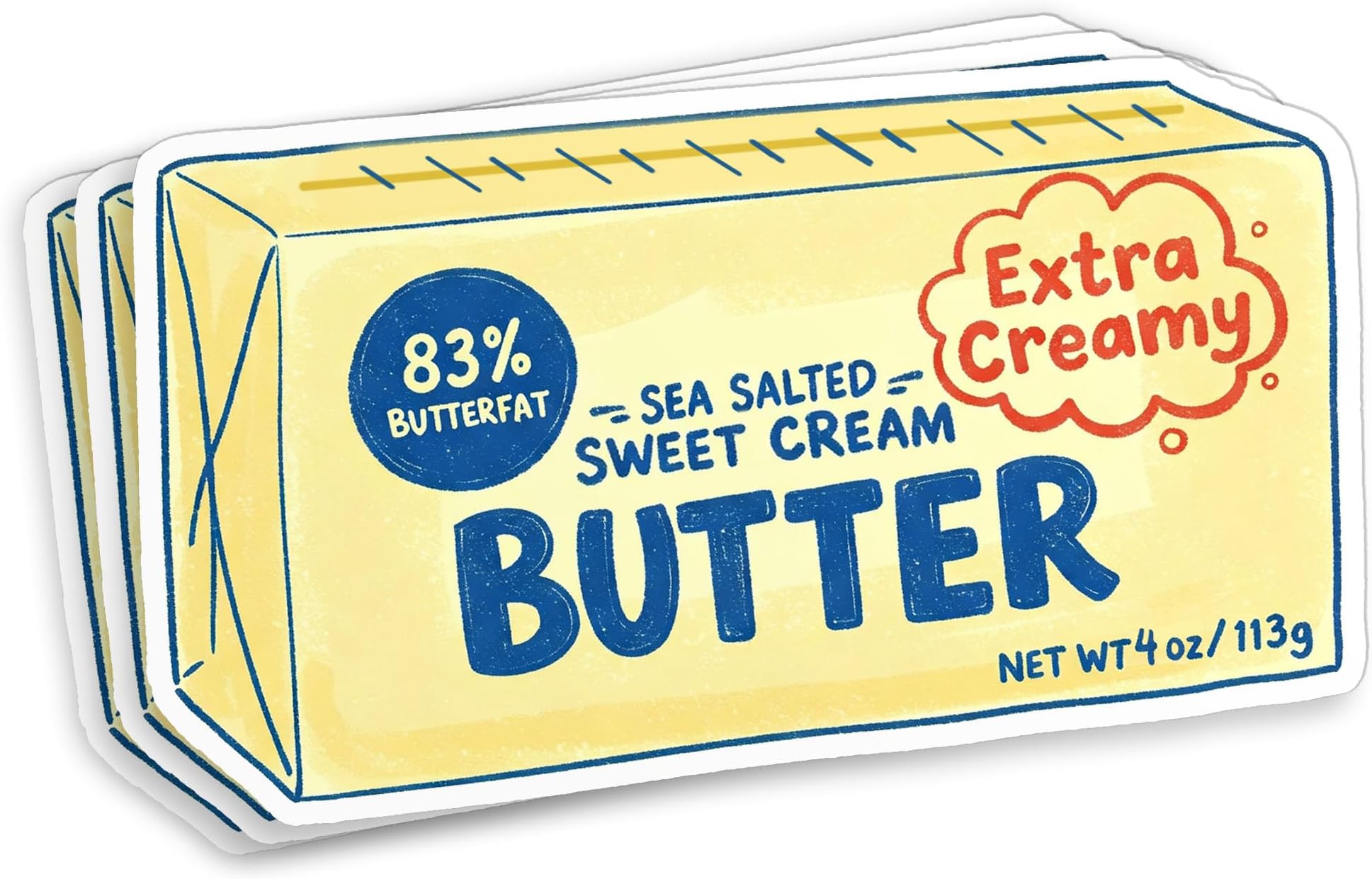 (3Pcs-2") Butter Cute Baking Sticker Kitchen Cooking Bakery Lover Die-Cut Waterproof Vinyl Sticker for Laptop Water Bottle Phone Cars Kindle Decal Stuff Gifts for Her Him 2 Inches