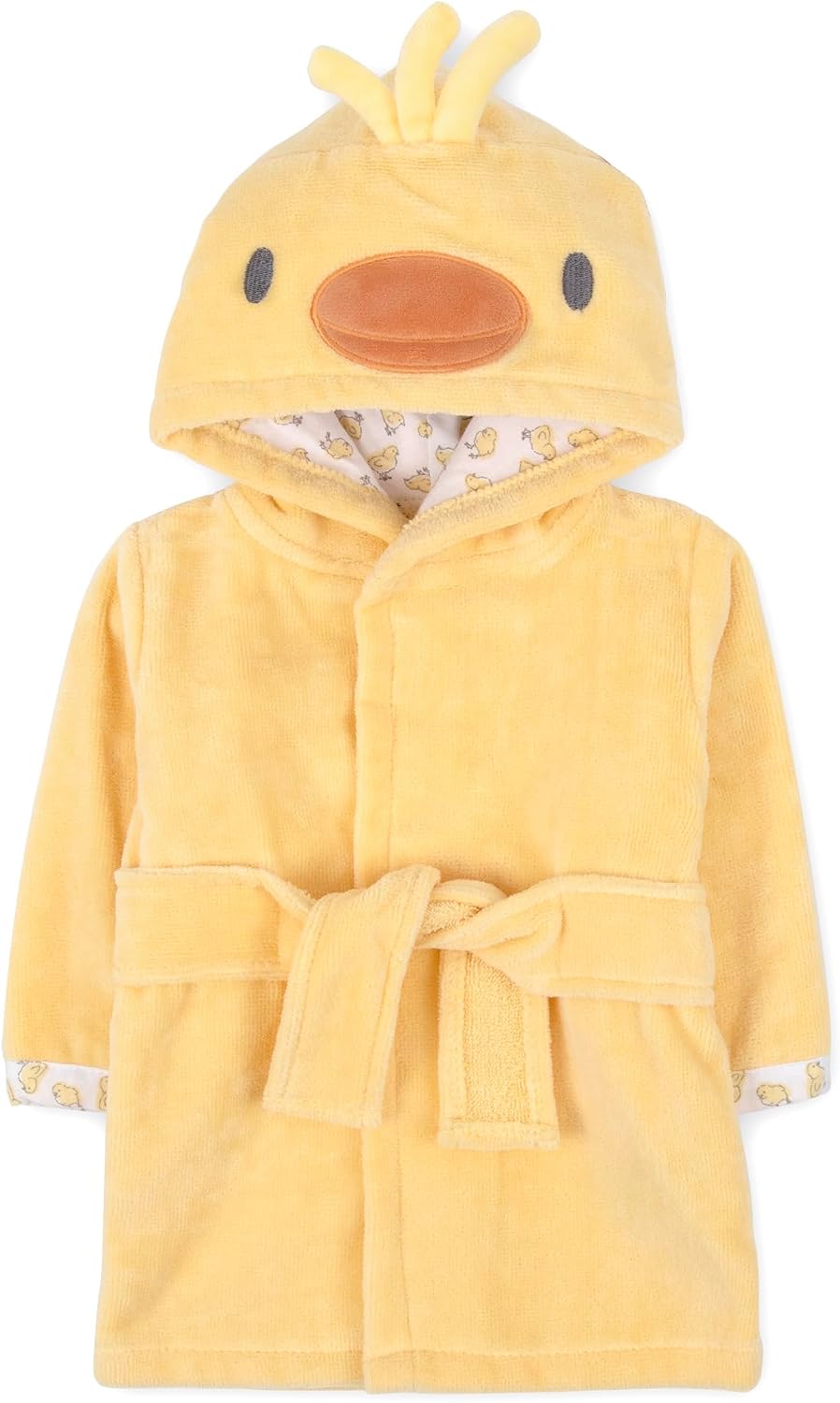 Baby Essentials Unisex Baby Plush Animal Face Bathrobe Hooded with Tie Closure for Newborns and Infants 0-9 Months