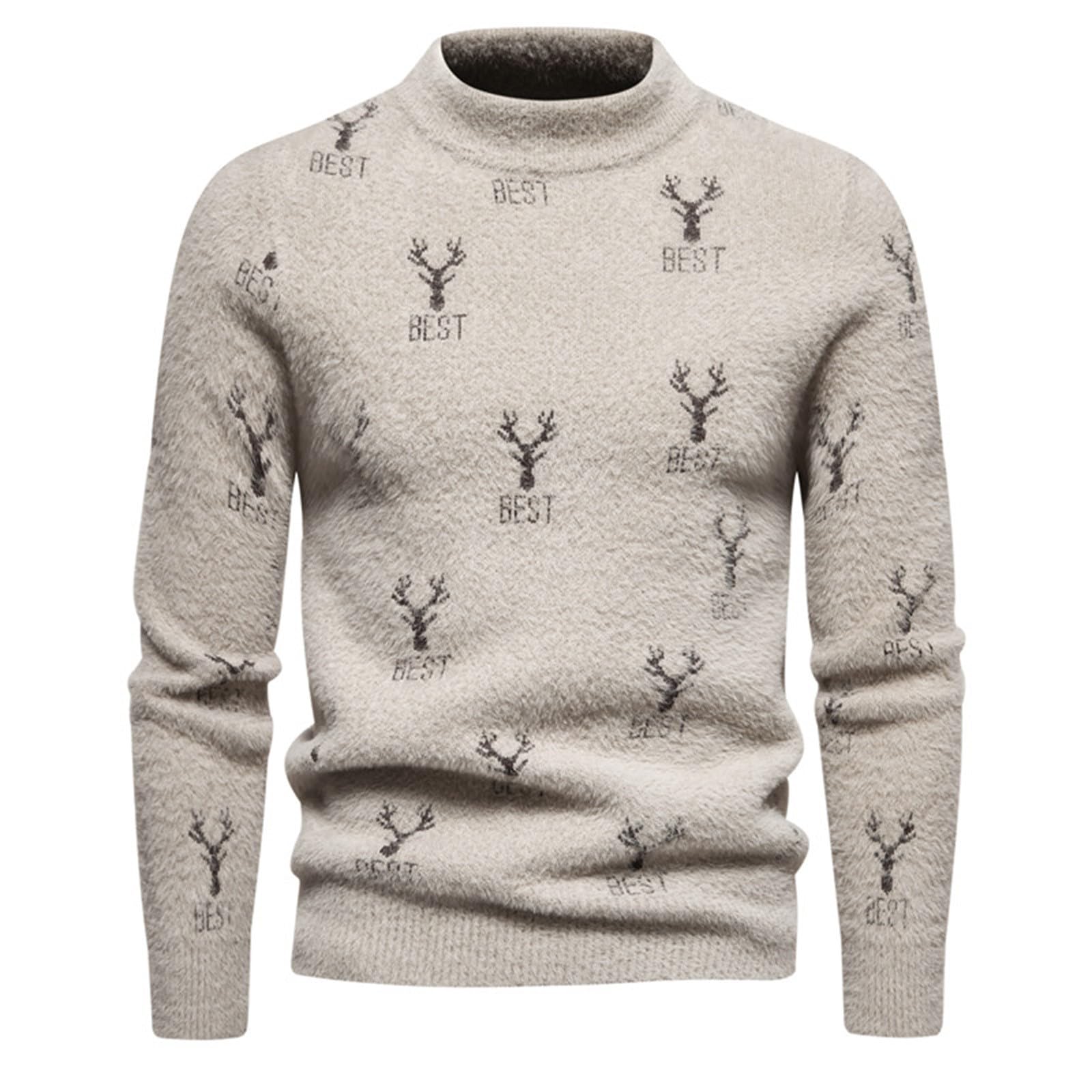 Maglioni Natalizi Uomo, Maglia di Natale Uomo Maglioni di Natalizio Brutti Maglione Natalizio Unisex a Maglia Grossa con Babbo Natale E Renna Maglioni di Natale Famiglia Christmas Jumper