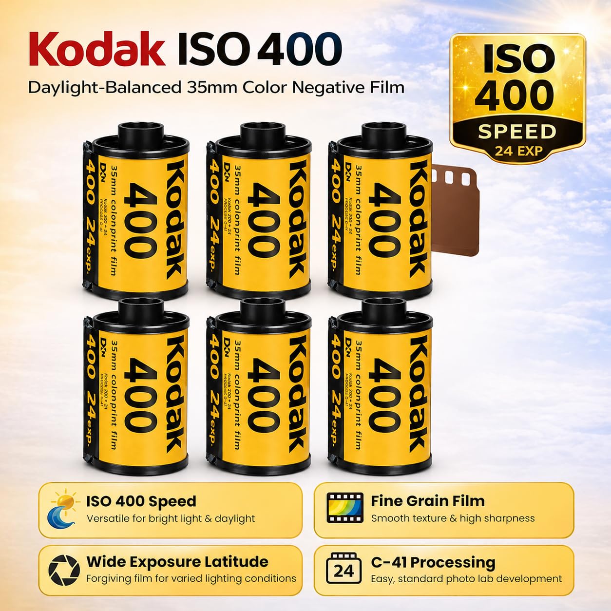 Amazon.com : Kodak Ultramax 400 35mm Film Roll (24 Exposures) 6