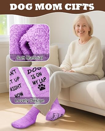 Christmas Gift for Women Mom Stocking Stuffers, Anniversary Birthday, Mothers Day Gifts for Mom Wife Grandma Daughter, Dog Lovers, Valentines Day for Her Women, Funny Fuzzy Slipper Socks.